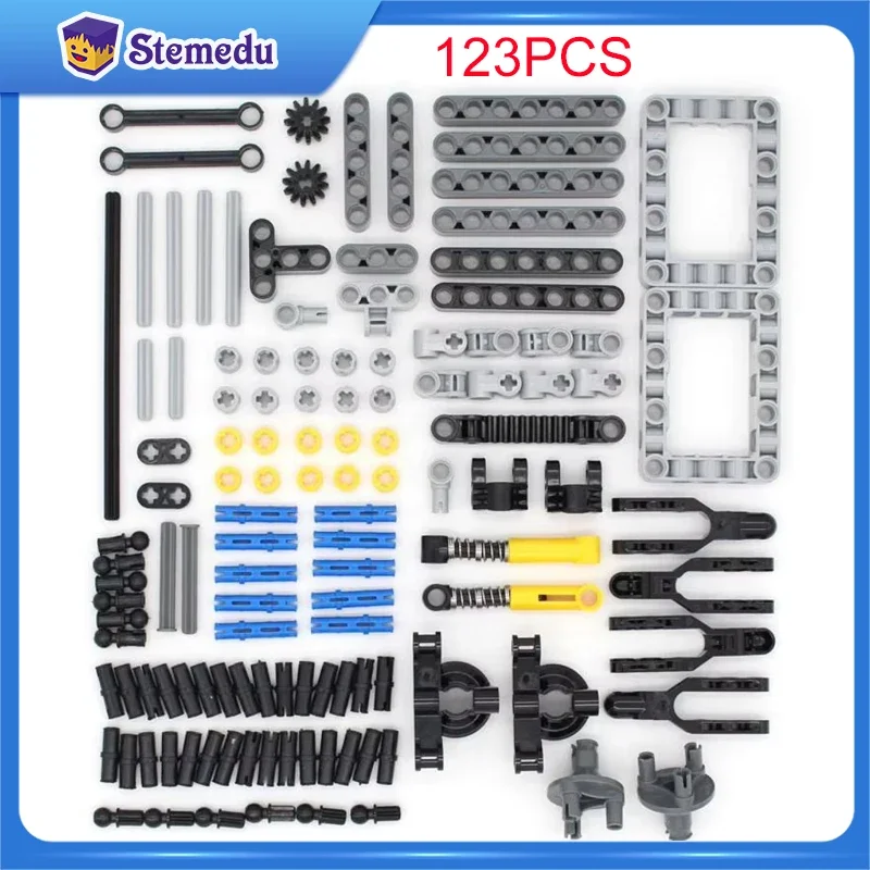 123 Uds MOC a granel juego de viga de Pin técnico Liftarm eje conector Panel engranajes bloques de construcción piezas de coche suspensión 3713 41677