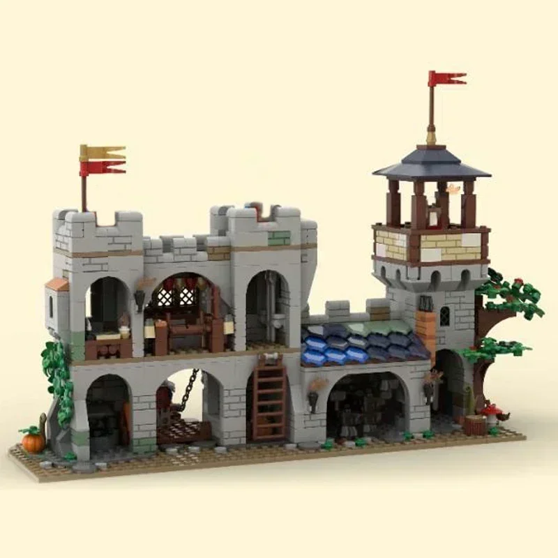 Moc tijolos de construção fortaleza modelo pequeno leão cavaleiros castelo tecnologia blocos modulares presentes brinquedos natal diy conjuntos montagem