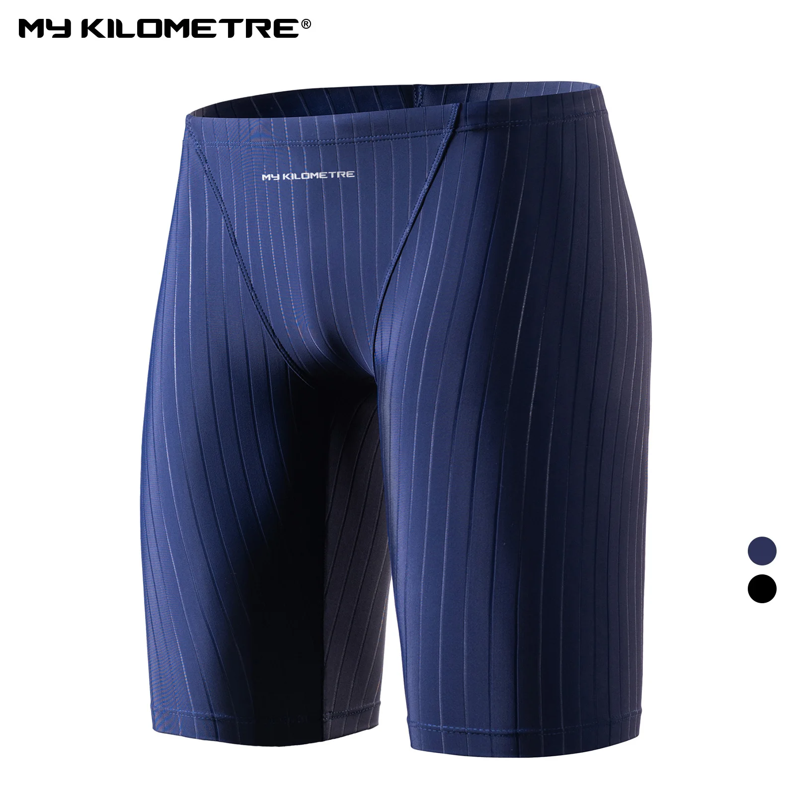 MY KILOMETRE Men's Jammers Racing Swimsuit Endurance Solid Navy Blue Man Training Swim Trunks Quick Dry Athletic Swimming Shorts