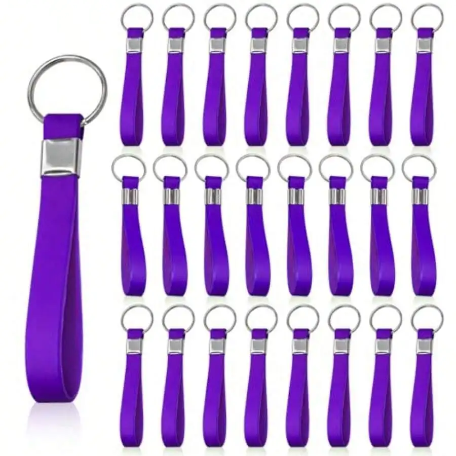 

24 Pcs Purple Silicone Wristband Keychains Bulk For Car House Keys Backpack Decoration Adult Unisex