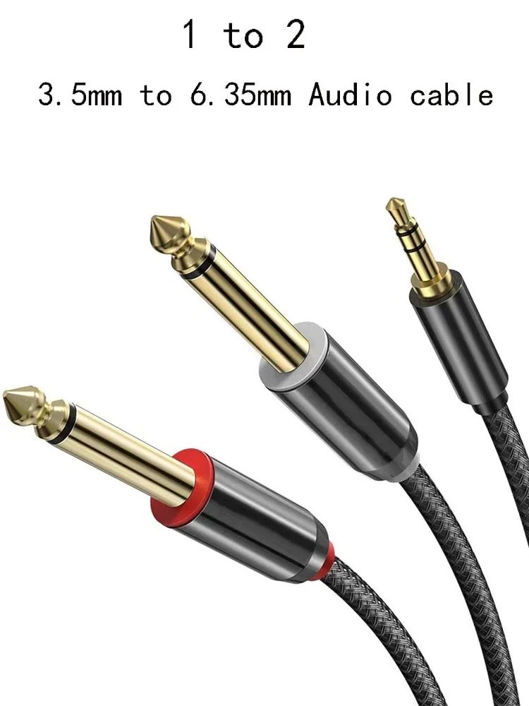 3,5 mm na podwójny kabel TRS 6,5 mm Adapter AUX Kabel audio 6,5 Jack do gniazda stereo 3,5 do gniazda miksera Wzmacniacz Głośnik Adapter 6,35 mm — zdjęcie produktu 7