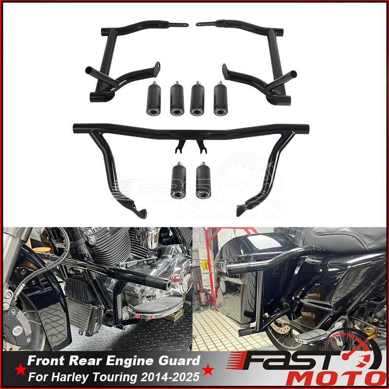 

Crash Bar Saddlebag Rails Highway Engine Guard w/ Slider End For Harley Touring Electra Street Road Glide FLHXS FLTRXS FLHRXS
