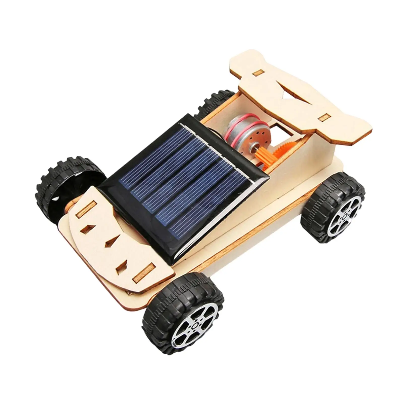 Wooden Model Car Toy Solar Powered DIY Science Kit for Kids Interactive Educational Building Engineering Toys