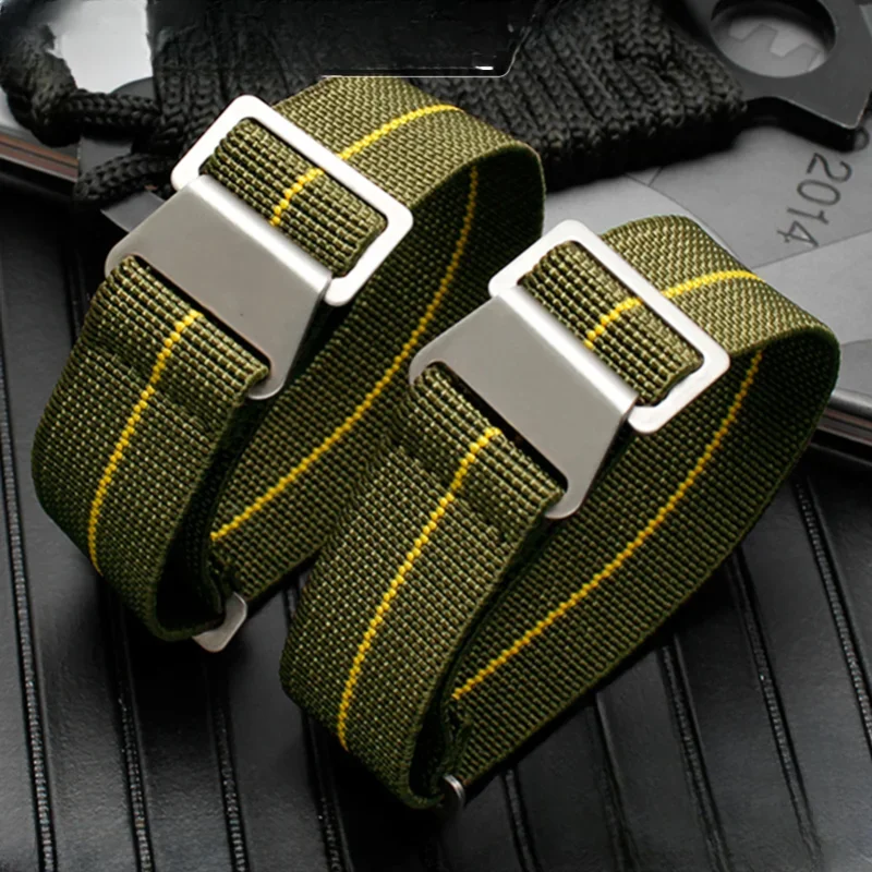 Para Tudor IWC Lona Nylon Parachute Strap Qicheng Biwan Pequena Flor Vermelha Pequena Preto Bronze Homens 20 22mm Watch Strap