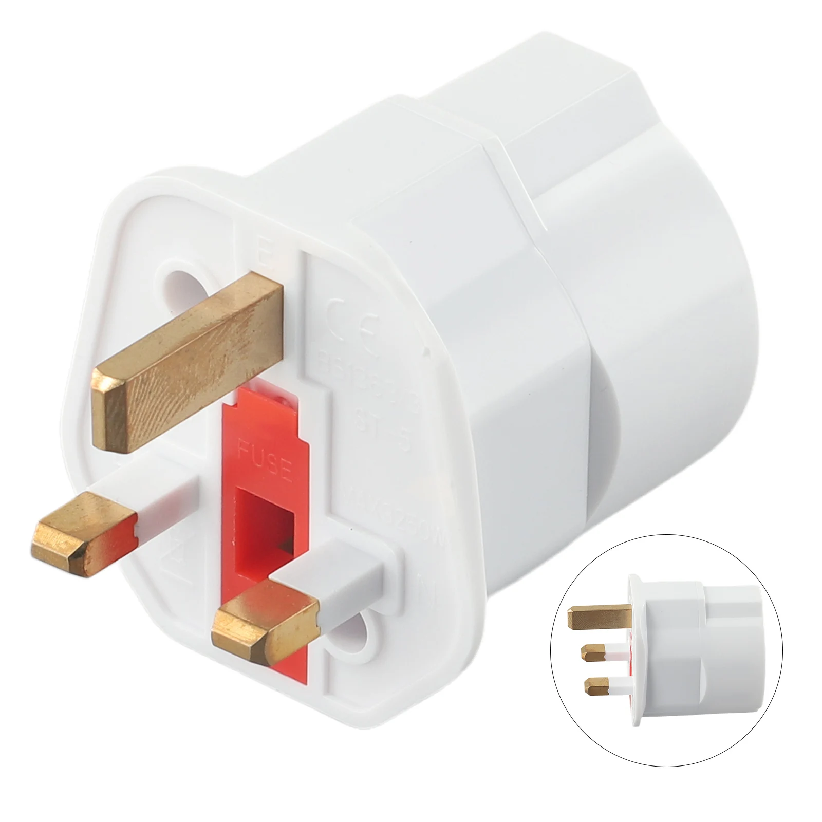 British Plug Adapter 2Pin To 3Pin ABS 13A 250V ABS Plastic British Standard Electronic Components European Style White