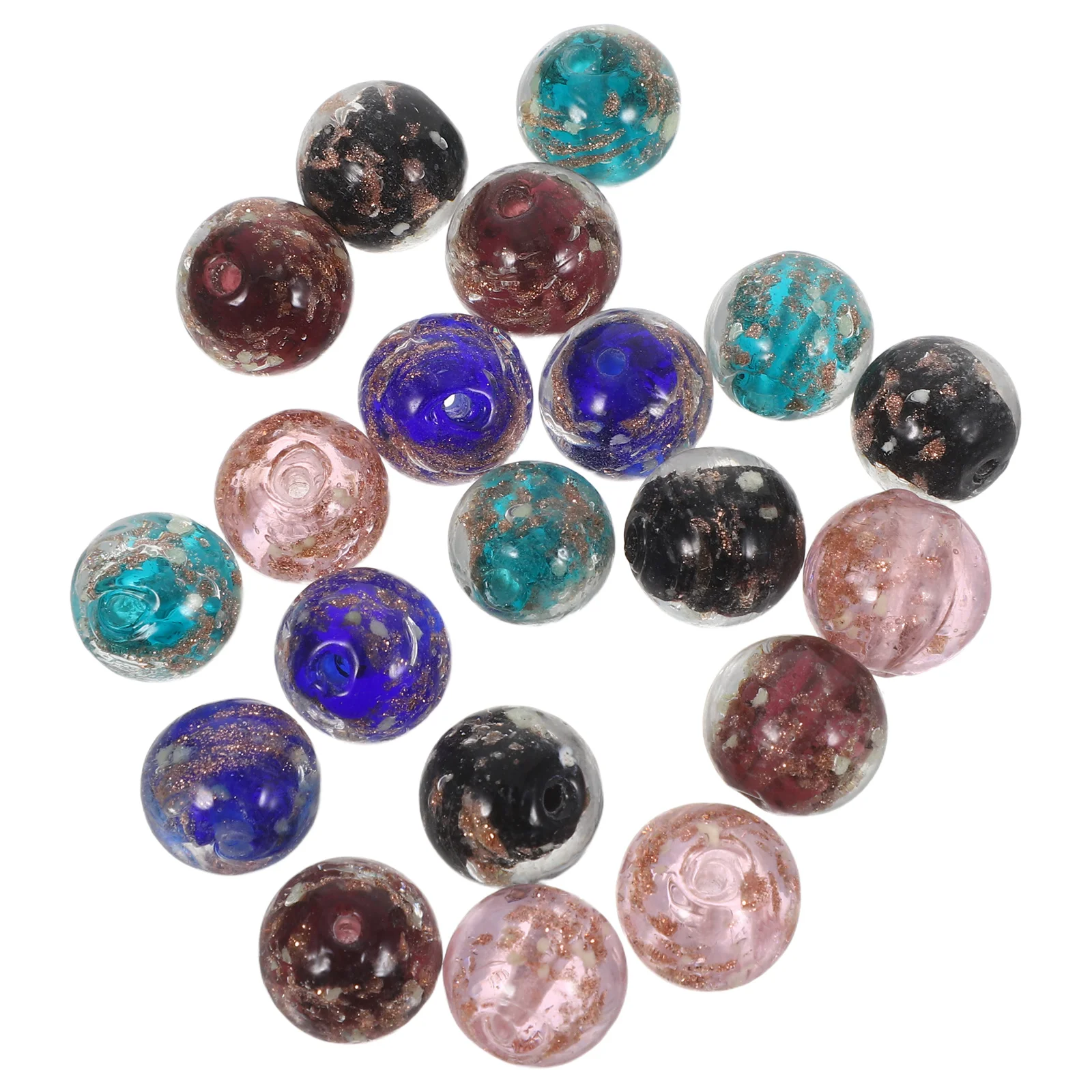 

20Pcs Night Glow Glass Beads Round Fluorescent Mixed Colors Bright Smooth Surface for DIY Jewelry Making Loose Beading Kit Gift