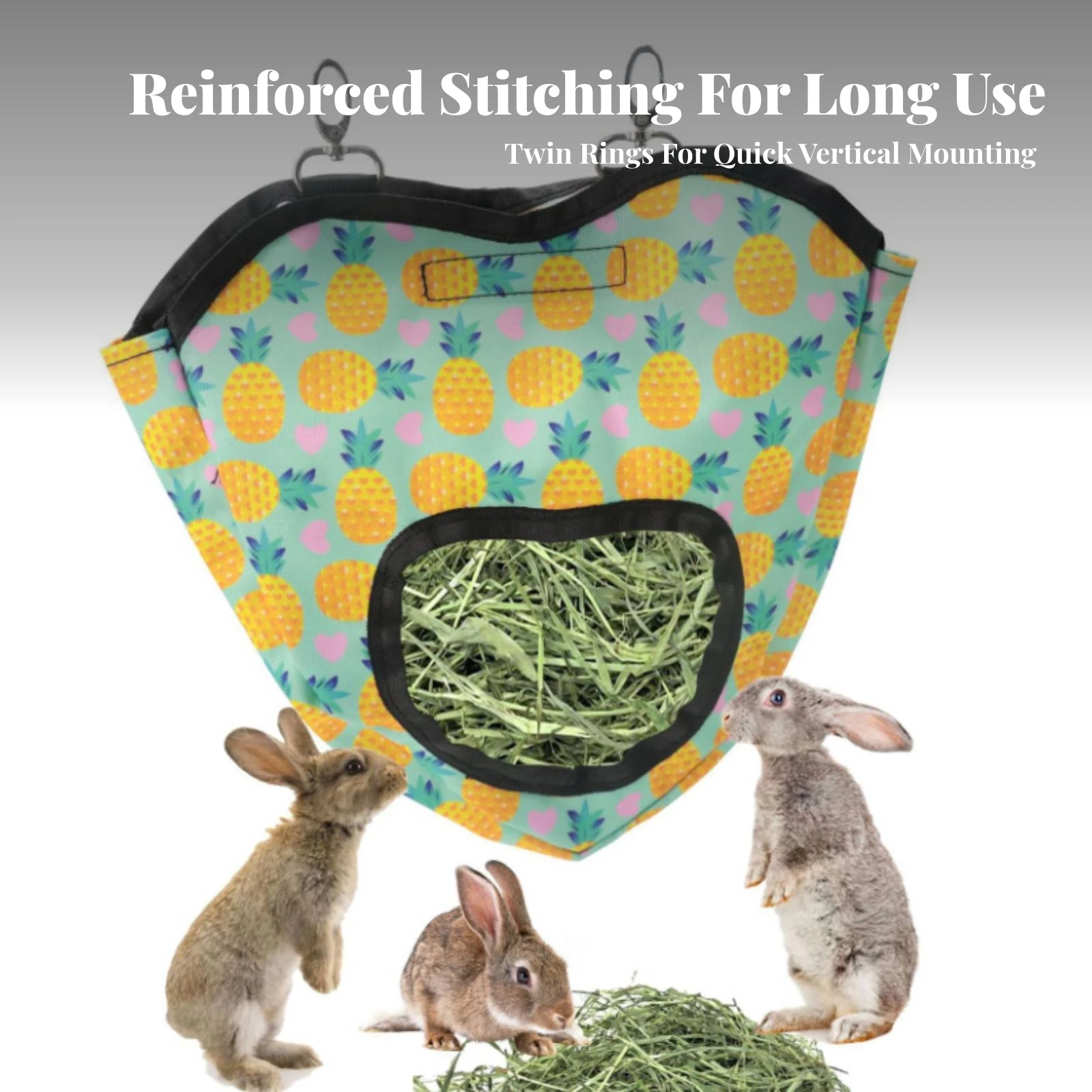 Hay Feeder Bag Oxford Material Hanging Hay Feeder Easy to Clean Safe for Rabbits, Rabbit Cages