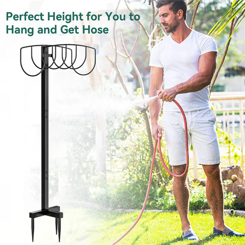 Garden Water Hose Holder-Detachable Hose Holder Stand Heavy Duty Metal Hose Hanger,Garden Hose Holder Storage Hose Rack