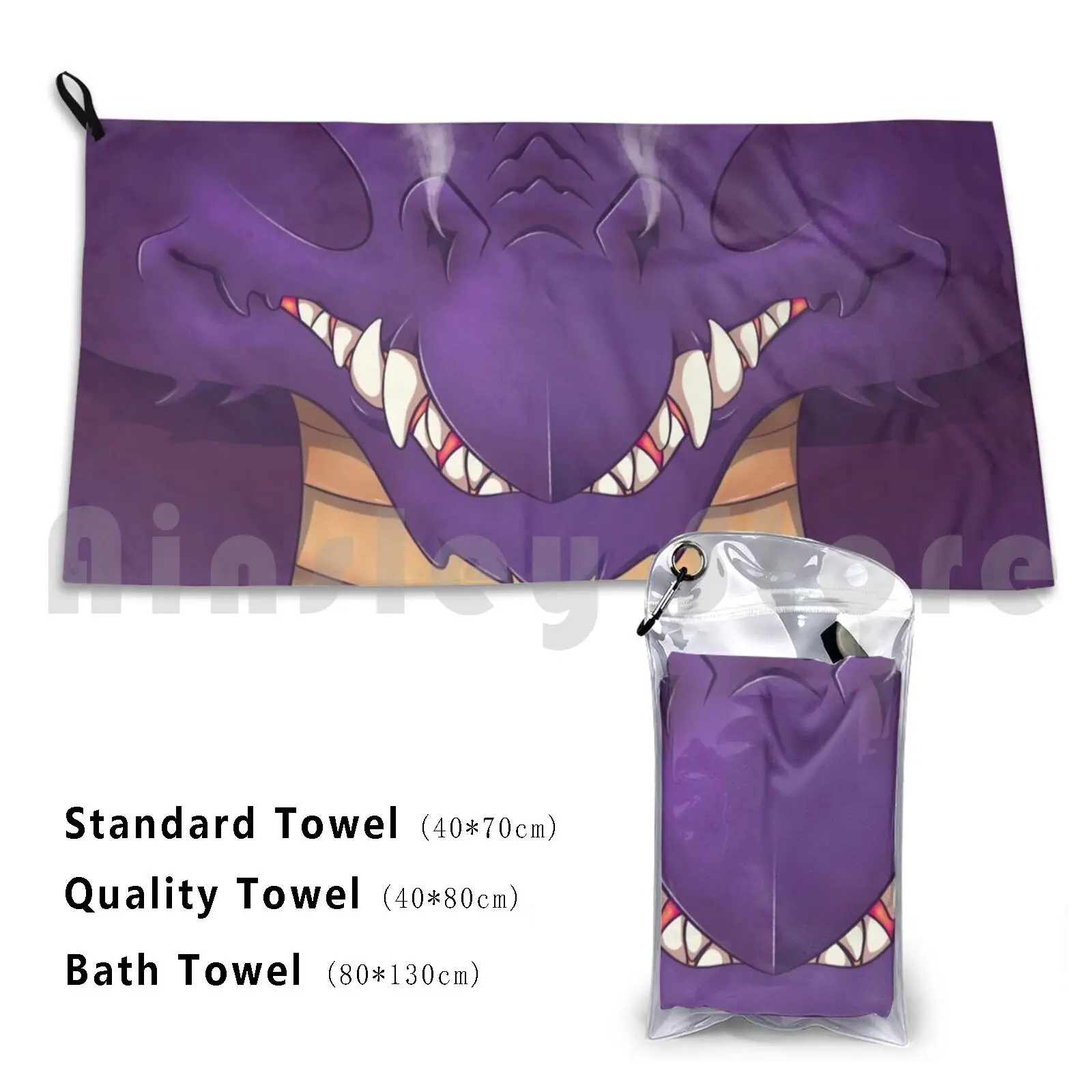 منشفة حمام التنين الأرجواني وسادة الشاطئ التنين Dragonborn Fantasy Rpg زي الأرجواني التنين Snout Dnd Monster Teeth #1