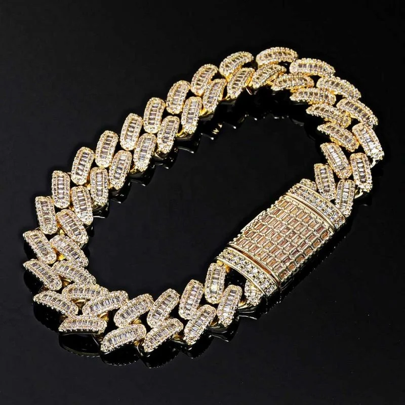 High Quality Real S925 Silver 9k 10 14k 18k Gold Moissanite Lad Diamond Cuban Link Chain Bracelet Factory Custom Jewelry