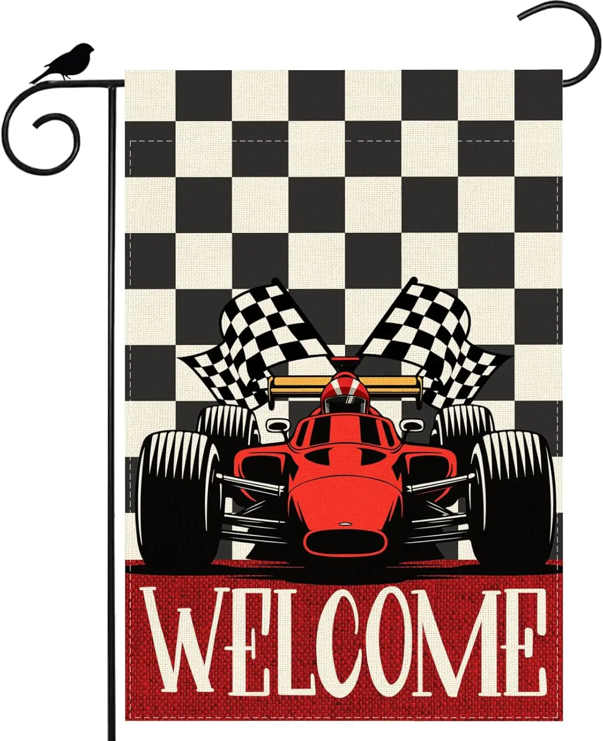 Welcome Race Car Black White Checkered Garden Flag 12x18 Inch Double Sided Small Mini Yard Flag Outdoor Outside Holiday Part AAS