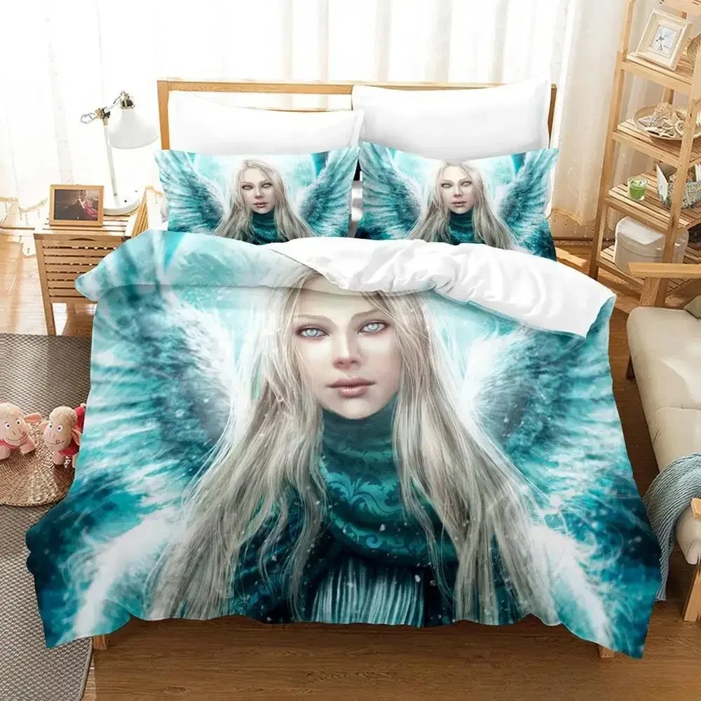 

Guardian angel Bedding Set Cartoon Anime three-piece set Adult Kid Bedroom Duvet cover Sets 3D Fantasy Angel All season bed set