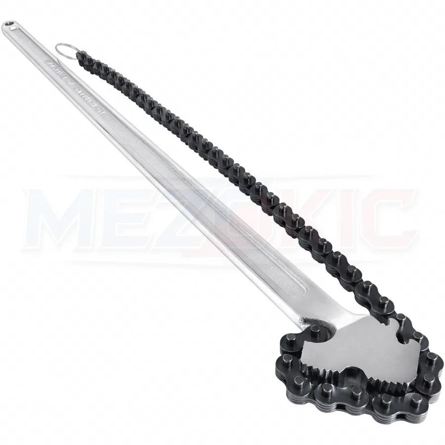 24inch Chain Wrench Carbon Steel Chain Pipe Wrench Heavy Duty 6.7 inch Diameter Capacity Chain Strap Filter Wrench