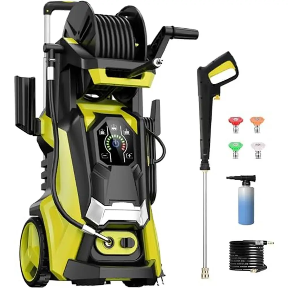 

Electric Pressure Washer 4500 PSI Touch Screen 3.2 GPM Adjustable Pressure Foam Cannon 4 Nozzles 500ml Power Washer Cleaning