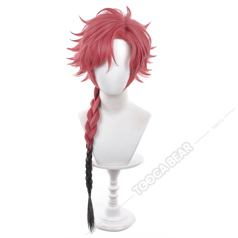 Vein Cosplay Wig Anime Link Click Red Gradient Braid Hair Glasses Heat-resistant Fiber Hair+Free Wig Cap Halloween Party Men