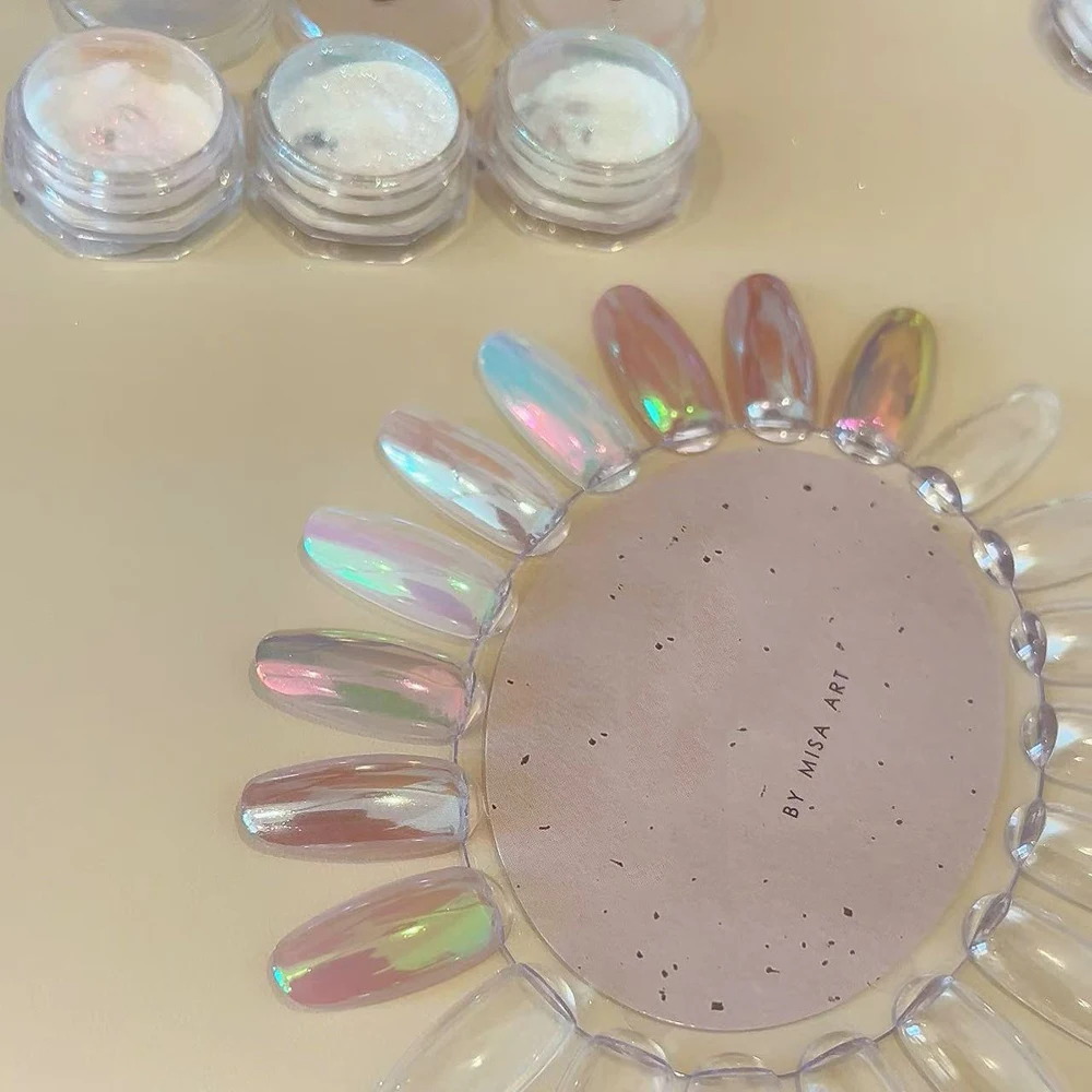 1jar aurora luar espelho prego em pó net0.2g iridescente cromo pigmento poeira gel polonês decoração da arte do prego pó ultra-fino