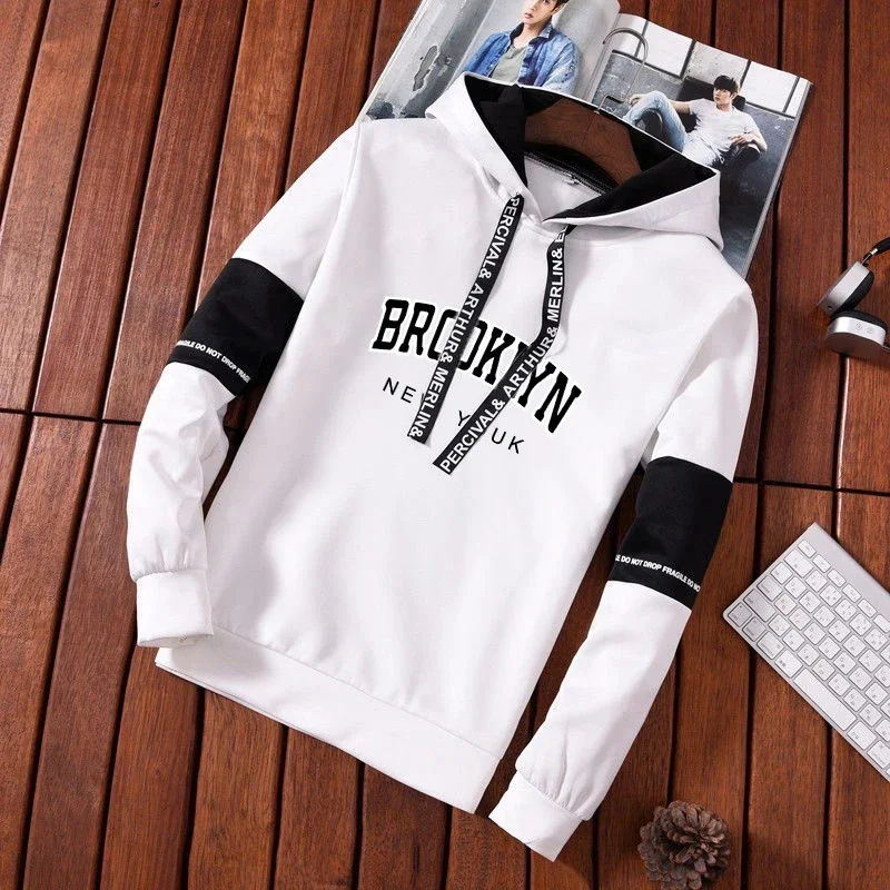 Mens Tracksuit Casual Classic Black White Hooded Sweatshirt Sweatpants Jogging High Quality Fashion Print Versatile Tops Pants