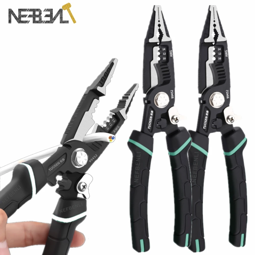 

9 In 1 Multi-function Hand Crimping Tool Sharp-nosed Peeling Pliers Electrician Special Tool Wire Stripper Cutter Wire Pliers