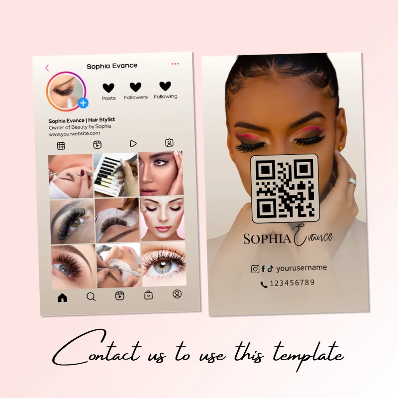 DsgnTouch Personalized Instagram Business Card with Your QR Code Diy Craft IG Small Business Cards Template for Nail Salon