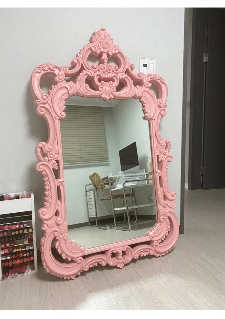

SS Light luxuryEuropean-style full-length mirror girl's heart special-shaped fitting mirror art carved floor entrance full-body