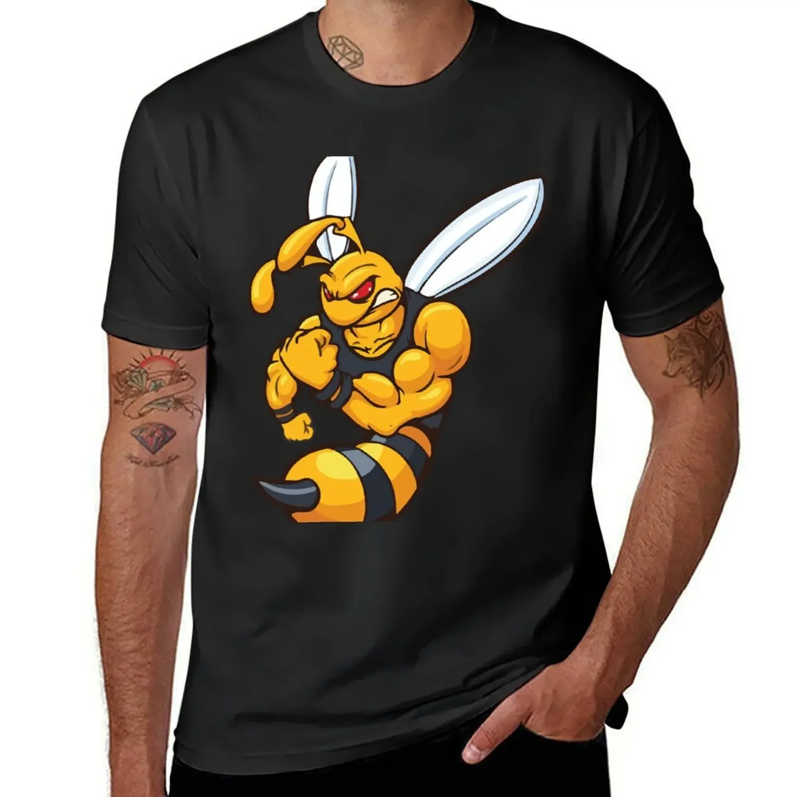 Angry shredded hornet mascot T-Shirt aesthetic clothes mens big and tall t shirts Summer fashion New Arrival Cotton Short Sleeve