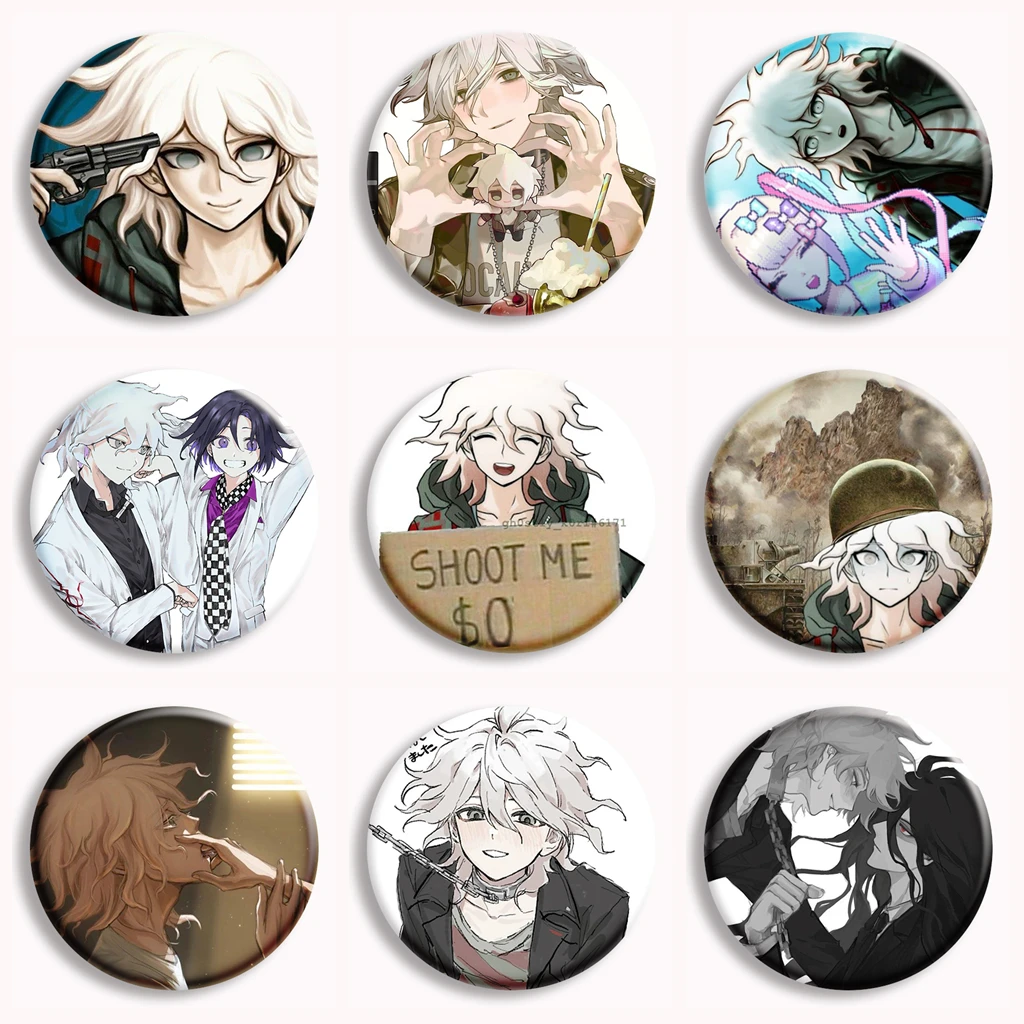 Nagito Komaeda أنيمي لينة زر دبوس كوماهينا كاموكوما دانغانرونا 3 دبابيس شارة حقيبة ديكور مجوهرات المشجعين ألعاب جمع الهدايا