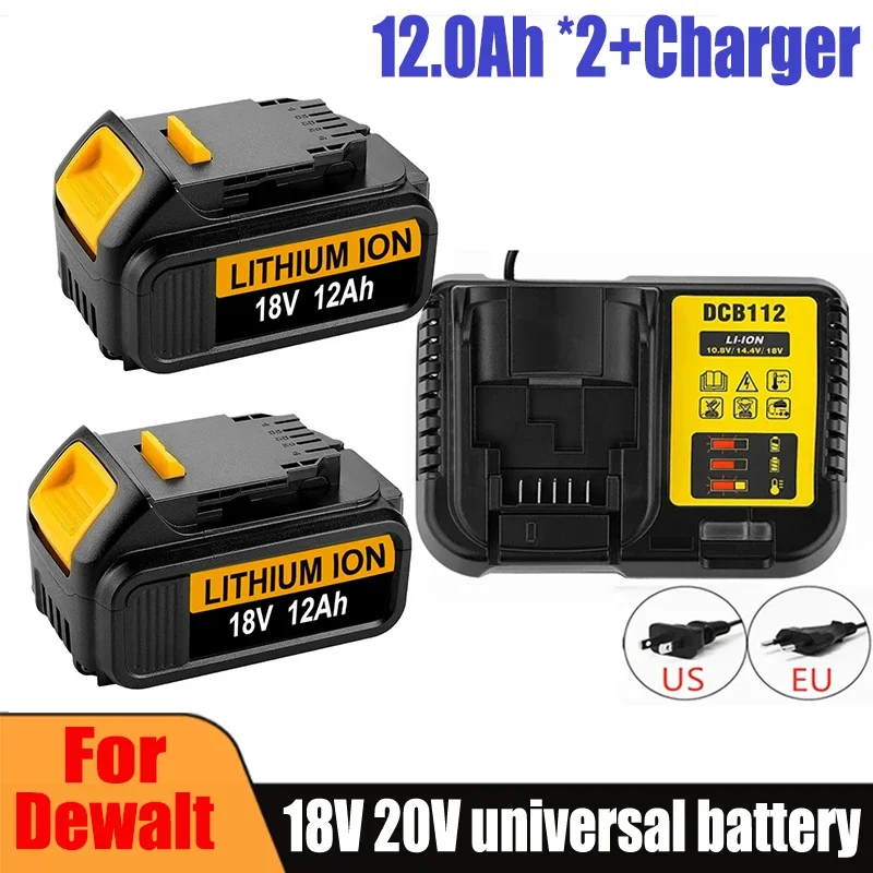 20V Original ForDewalt Lithium Battery 12000mAh Rechargeable Battery DCB200 Power Tool With Charger DCB120 DCB182