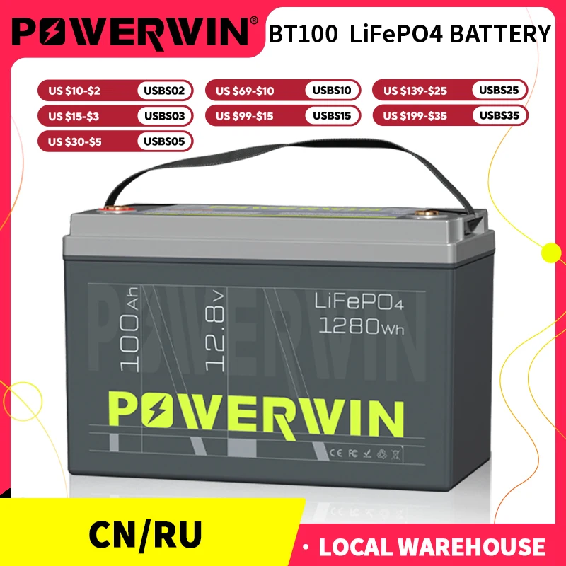 

MX & UA Pre-Sale | Powerwin BT100 12.8V 100Ah LiFePO4 Battery | 1280Wh Grade A | China Shipping, Shipping Fee Not Included