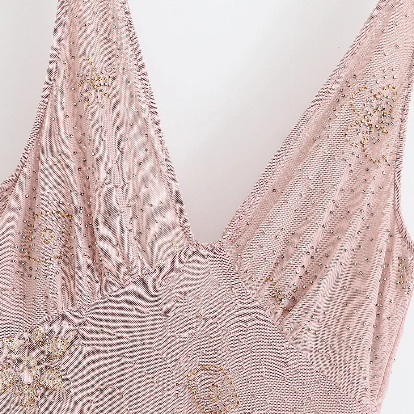 فستان سهرة نسائي  متألق مطرز مثير بياقة على شكل حرف v بدون أكمام بدون ظهر سادة عالي الخصر فستان ميدي فساتين صيفية أنيقة