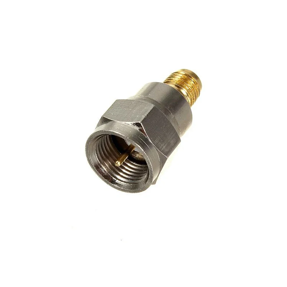 F-Type Male To SMA Female 50-ohm Coax Antenna Adapter, CablesOnline RF-M113 Machined Brass Construction With Gold-plated Contact