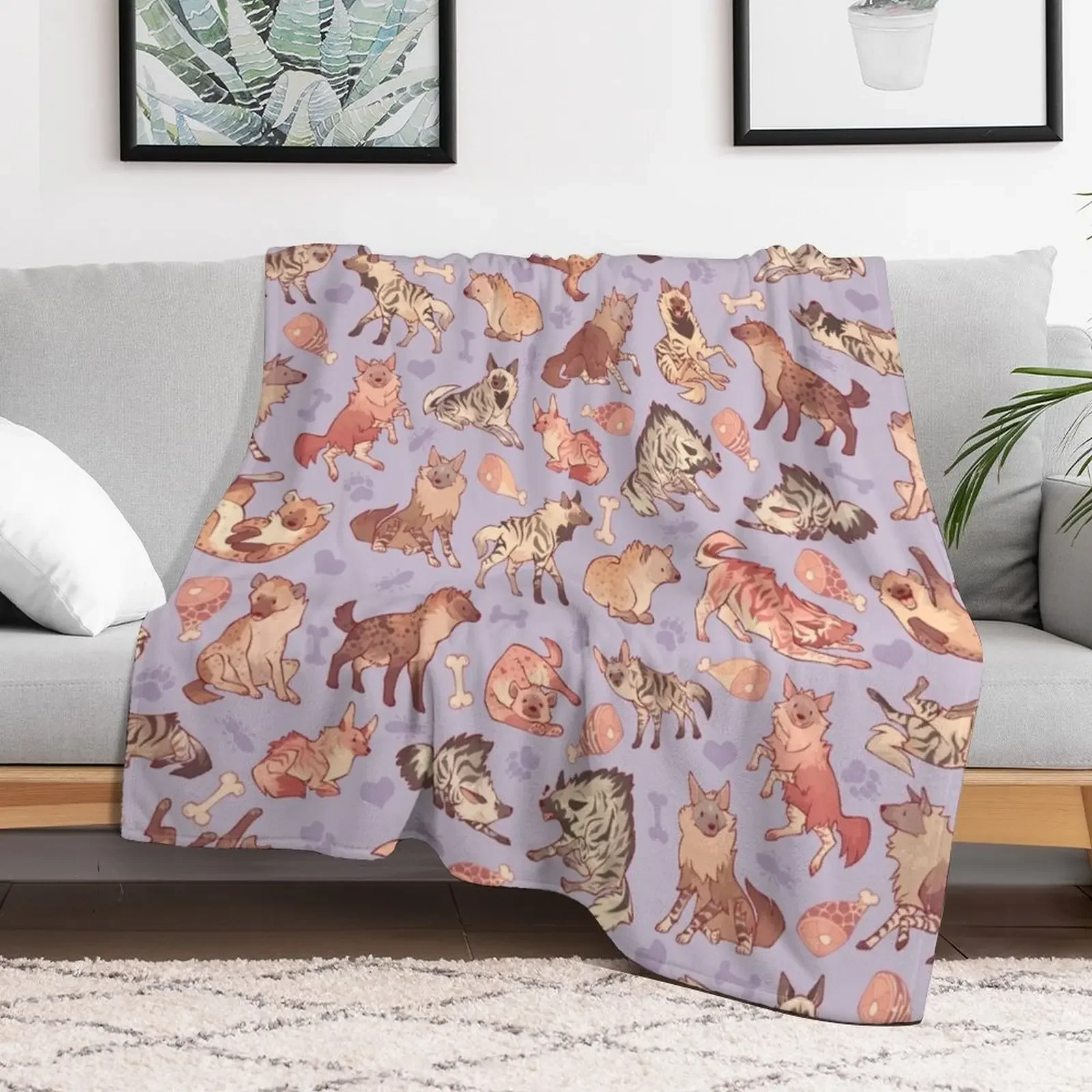 Hyenas in lavender Throw Blanket Flannel Kid'S cosplay anime Blankets