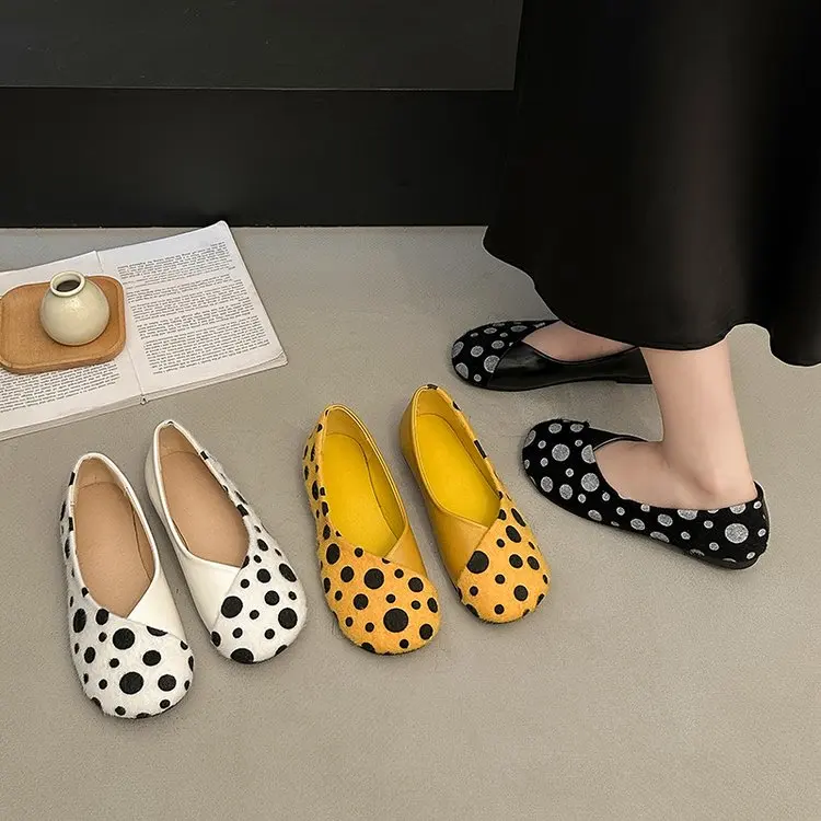 Frühlings-Neuheit: Damen-Flachschuhe mit Runder Spitze, Gepunktetem Wildleder, Bequeme Alltags-Loafer für Büro und Straße – Detail 33