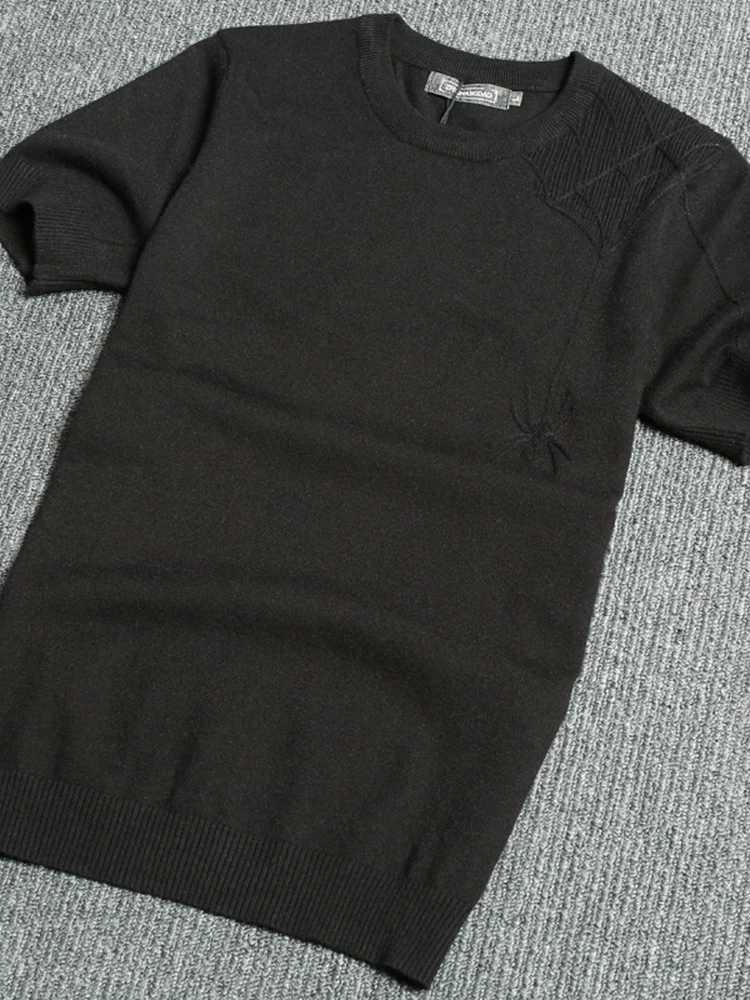 

Новый зимний мужской корейский вязаный свитер с коротким рукавом и круглым вырезом из белой пряжи