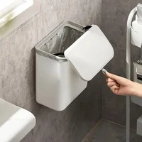 Poubelle murale blanche peu encombrante pour la cuisine, nettoyage sans effort, plastique durable, stockage des déchets multifonctionnel 5