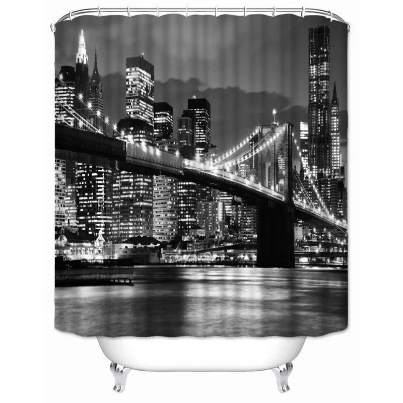 New York City Modern Shower Curtain Curtains Bathroom Waterproof Polyester Fabric With Hooks Home Decor Curtain Decor