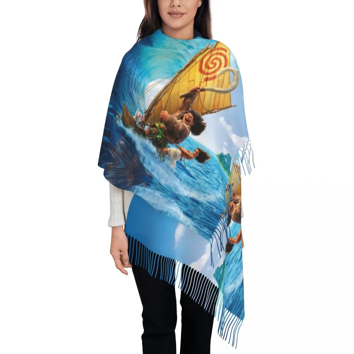 Custom Printed Moana Movie Poster Scarf Women Men Winter Fall Warm Scarves Shawls Wraps