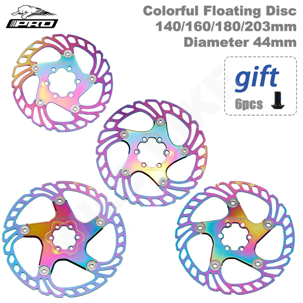 

IIIPRO MTB Bicycle Colorful Floating Disc Brake Ultralight Mountain Road Bikes Disc 140/160/180/203mm Six Nail Float Rotor Parts
