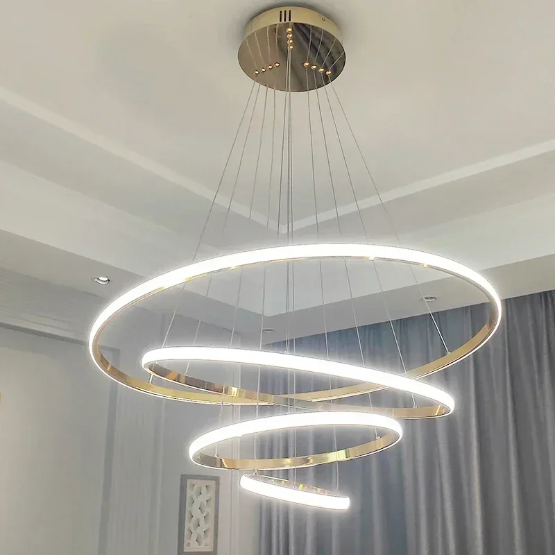 

Gold/chrome plating modern led chandelier lighting for living room bedroom hanging lighs Kitchen Ring chandeliers
