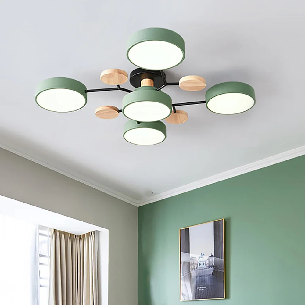 Modern LED Chandelier Macaron Ceiling Lamp For Bedroom Children's Room Living Interior Decor Lighting Fixture Luster