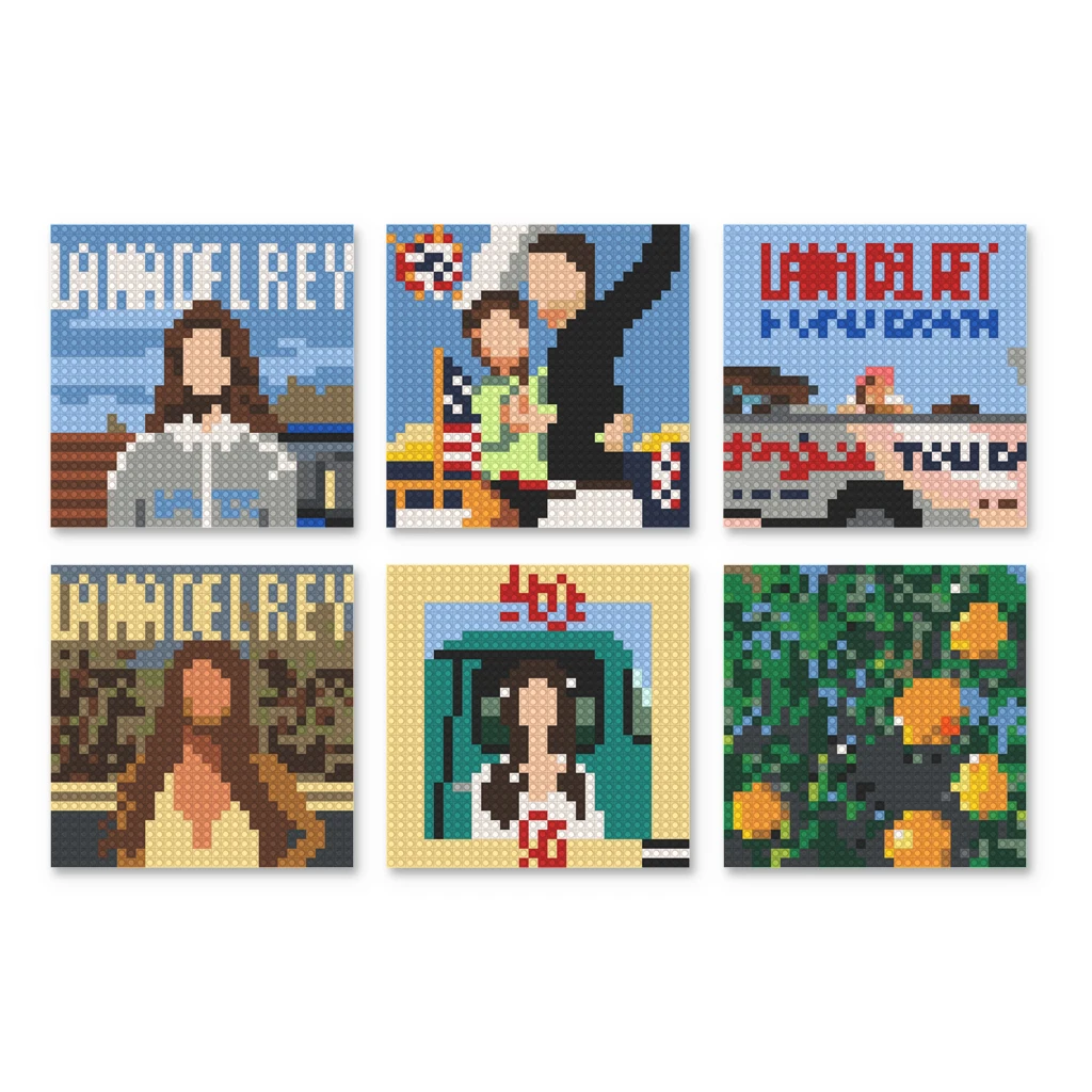 

Постер с обложкой классического альбома Ланы Дель Рей Born To Die Honeymoon, мозаика из строительных блоков, пиксель-арт, рисование кирпичными блоками