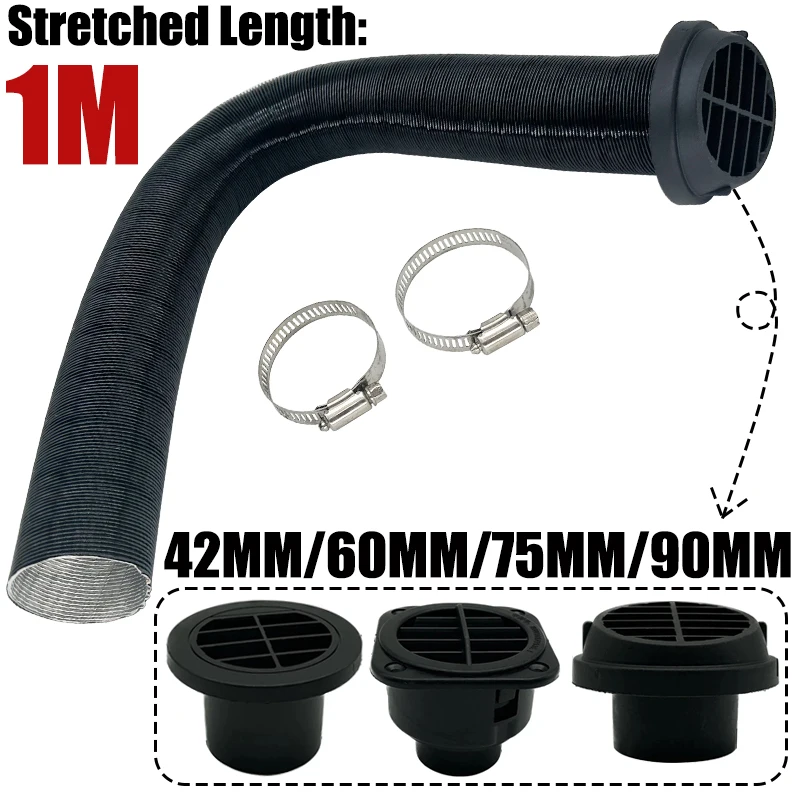 

42 мм 60 мм 75 мм 90 мм Автомобильный воздушный дизельный стояночный обогреватель 1x воздуховыпускное отверстие + 1x теплый воздуховод + 2 зажима для Webasto Eberspacher