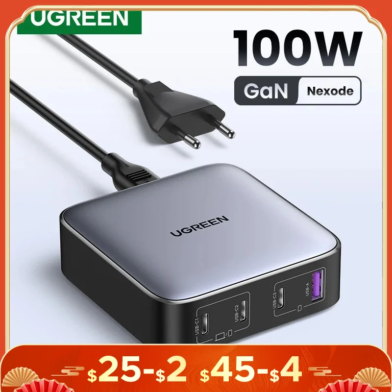 UGREEN 100W GaN Charger Desktop Laptop Fast Charger 4 in 1 Adapter For iPhone 15 14 13 12 Pro Max Phone Charger Xiaomi Samsung