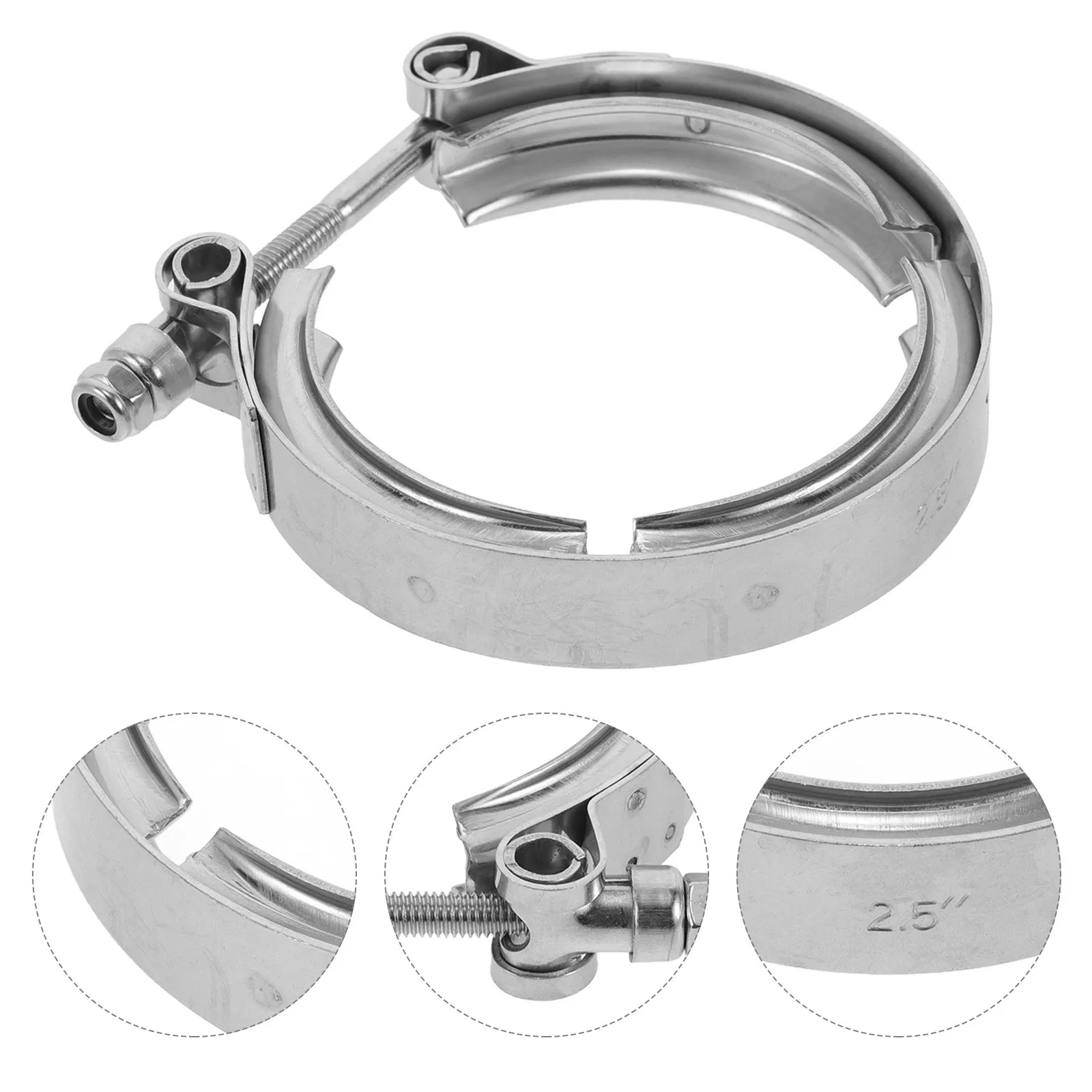 

Stainless Steel Clamp 2.5 Inch Turbo Exhaust Manifold Tube Clamp Car Exhaust Repair Connector Durable Corrosion Resistant