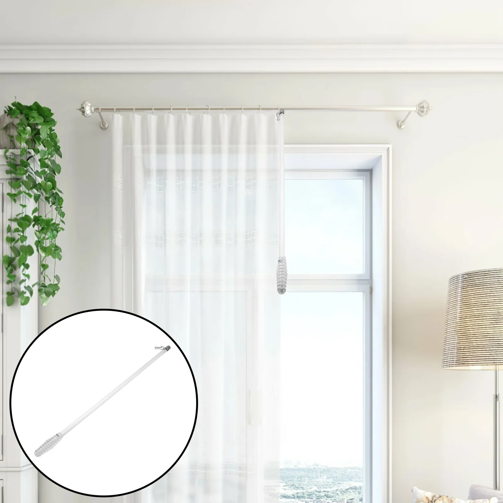 

Acrylic Curtain Pull Wand 20 Inch Blind Wand Replacement Modern Window Shade Pole Easy Tilt Pull for Drapes Opening Closing
