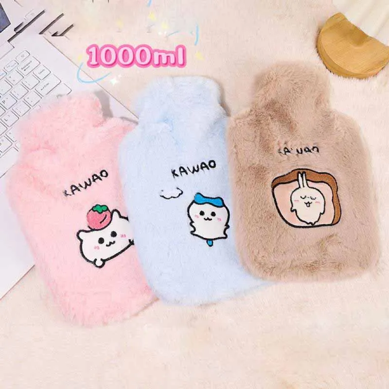 Miniso Kawaii Anime 1000Ml Water Injection Hot Water Bag Cute Hachiware Usagi Cartoon Portable Hot Water Bottle Girls Gifts