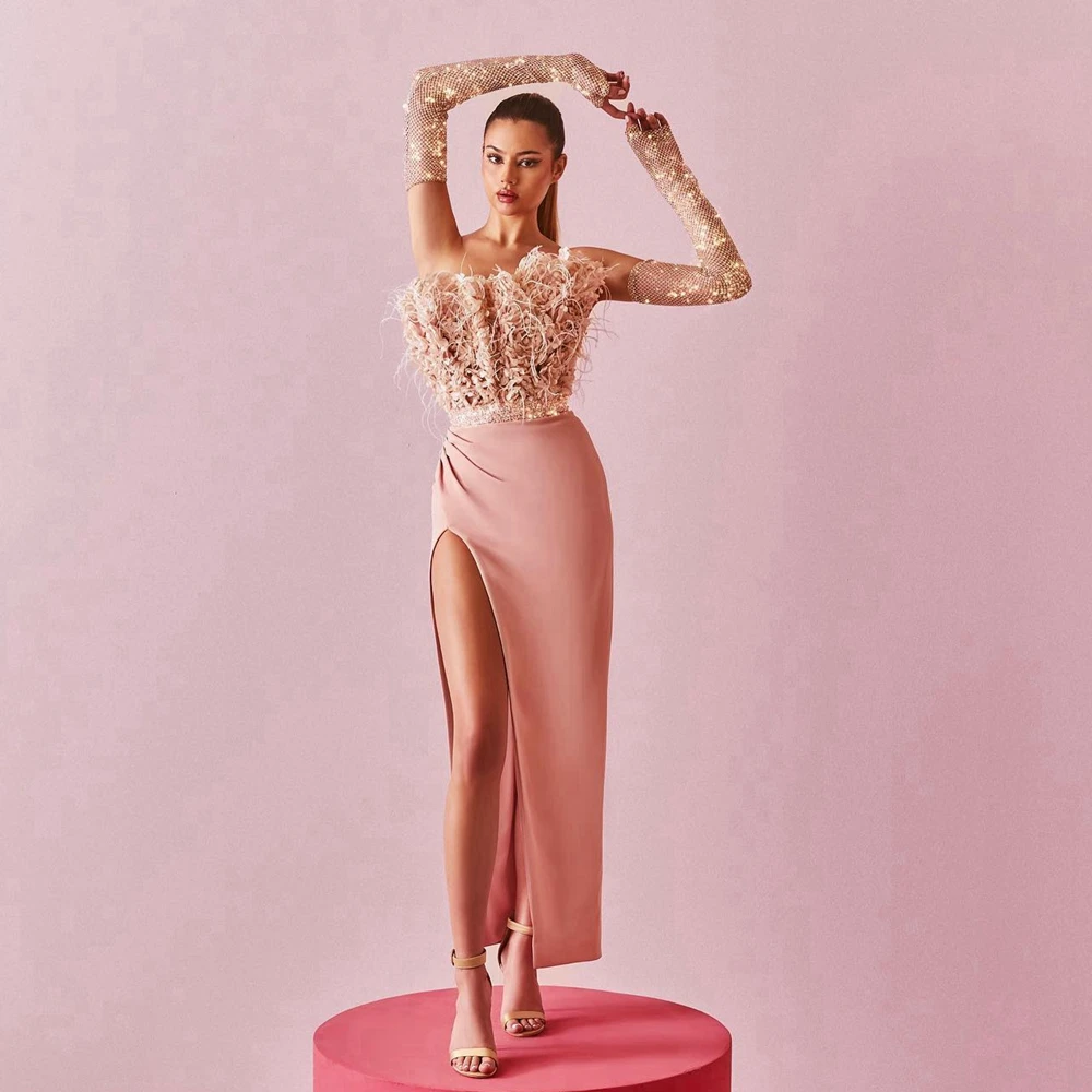 

Fashion Silk Satin Mermaid Skirt Sweep Train High Quality Women Maxi Formal Skirts High Slit Fishtail Skirt Custom Made