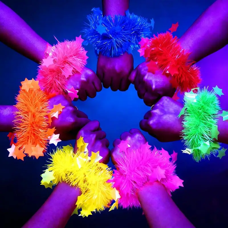 Bracelet fluorescent lumineux cinq étoiles 1/5 PCS, bracelets lumineux portables pour cadeaux de vacances, anniversaires, mariages, fêtes d'Halloween
