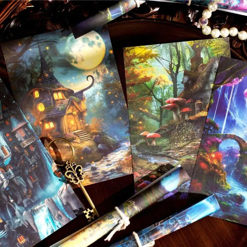 30 Sheets Vintage INS fantasy material paper Planner Decorative Scrapbooking Diary Album Background paper view 3