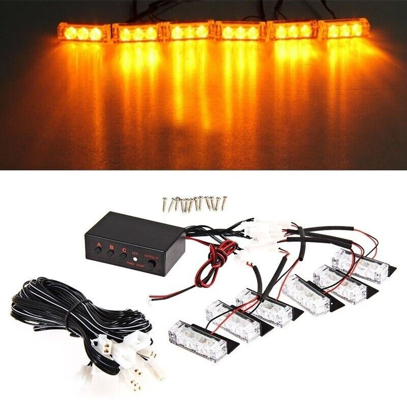 18 Led Amber Strobe Flashing Light 12V 24V Recovery Truck Breakdown Kit With Control Box Module And Extension Wires Truck Lorry