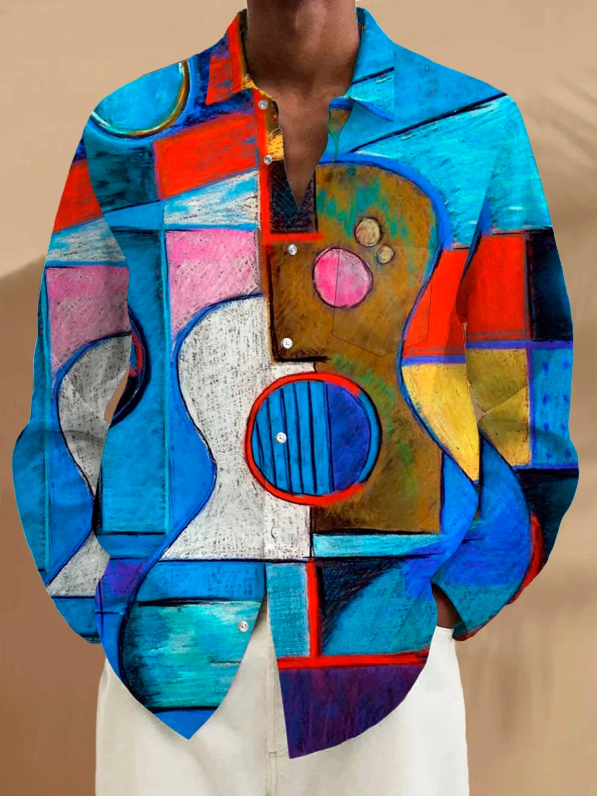 

Men's music print long sleeve shirt 2023 fashion design luxury long sleeve tops men's four seasons button down lapel shirt